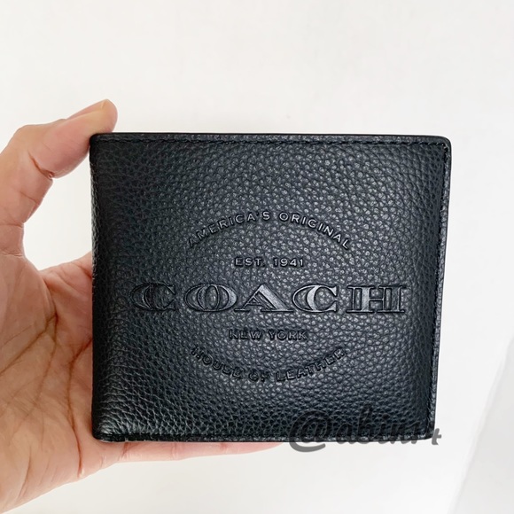 NWT Coach Black Leather Double Billfold Wallet - Picture 2 of 7